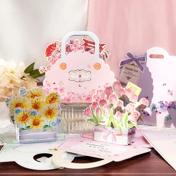 1 ks Pop-Up Kvet Karty Flóry 3D Pohľadnice na Narodeniny Matky, Otca, Deň matiek, Deň Promócie Výročie Svadby 2452