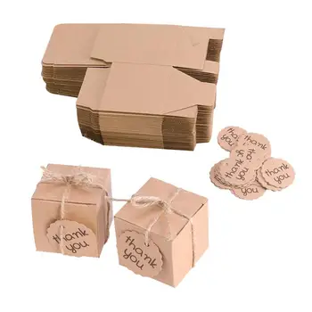 100ks/50 Sady Ďakujem Candy Boxy Kraft Papier Balenie Darčekové Lieči Dobré Boxy Strany DIY ďakujeme, že ste kartu kraft papier candy box