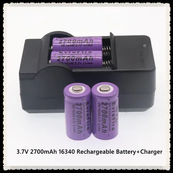 10PCS 16340 Batérie+Nabíjačka 3,7 V 2700mAh Lítium Li-ion 16340 Batérie CR123A Nabíjateľná Battey pre Laserové Pero Článková Baterka 9422