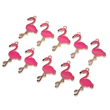 10pcs Zliatiny Smalt Červené Ružové Swan Prívesok DIY Náhrdelník Zistenia Flamingo zobrazili kľúčové tlačidlá Pre zvieratá Príslušenstvo Tvorby