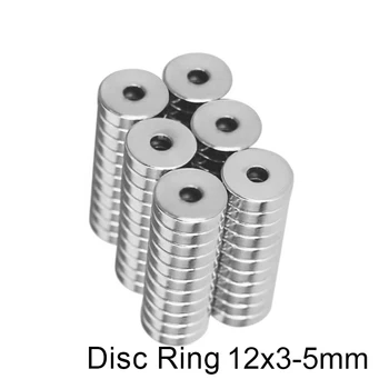 10~200PCS 12x3-5 N35 Stong Neodýmu Krúžok Slučky Magnet Disk 12x3 mm Otvor 5mm Kolo Magnetické Magnet 12*3-5 mm 12*3