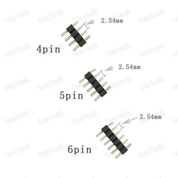12 pçs 4pin 5pin 6pin agulha rgb rgbw rgb + scs conector adaptador macho inserção dupla para 5050 3528 led de luz tira longa 4710