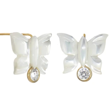 14K Zlata Plné Motýľ Náušnice Ručne vyrábané Šperky K-Zlaté Šperky Minimalizmus Oorbellen Boho Náušnice Pre Ženy