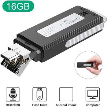 16 GB USB Hlasový Záznamník, Mini Zvuk o Záznamník pre Prednáškové Stretnutie Vrecku Hlasový Záznamník pre Rozhovor