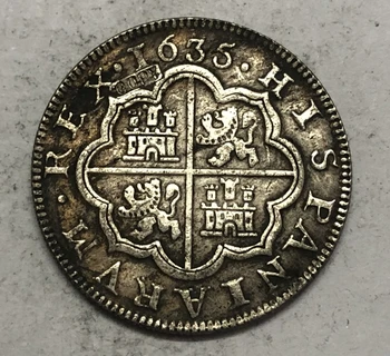 1635 Španielsko 4 Reales - Felipe IV Kópiu strieborné pozlátené Mince 7479