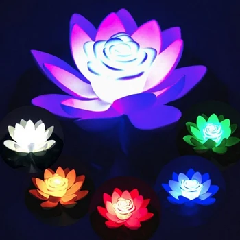 18 cm LED Lotosový Kvet Svetlo Batérie Powered Plávajúce Záhrade Bazén Lampa Krajiny Dekor LED Plávajúce Lotus Svetlo 34798