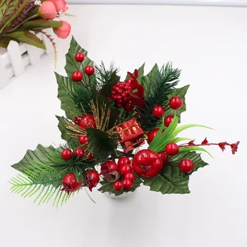 1Pc Umelý Kvet Red Pearl Stamen Bobule Pobočky DIY Tortu Vianočné Svadobný Dar Box Vence Plavidlá Dekorácie 33683