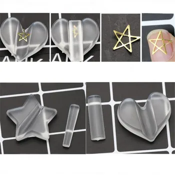 1Set Artlalic Srdce Základnej Odbornej Reliéfne Formy Nechty Nástroje Kovový Rám Ohýbanie Akryl Transparentný Rad Bar Nail Art Nástroje