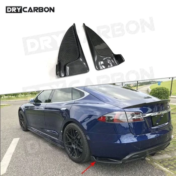 2 ks Uhlíkových Vlákien Zadné Pery Štiepačky pre Tesla Model S 70 D P85D 90D P100D Sedan 4 Dvere 2016-2017 FRP Zadný Nárazník Strane Zástery