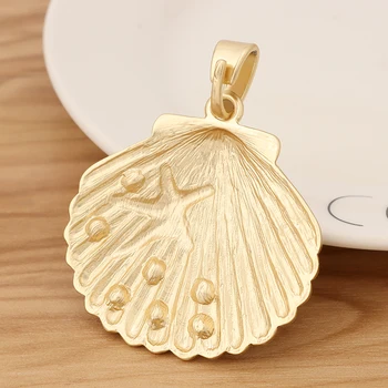 2 Kusy Matné Zlato Veľké Seashell Venuša Shell & Hviezdice Drahokamu Charms Prívesky pre Náhrdelník Šperkov 65x52mm