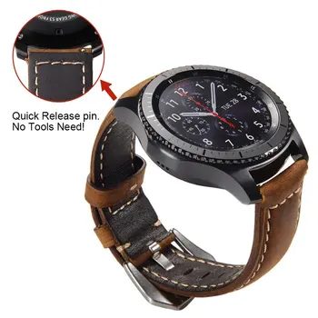20 22 mm Rýchle Uvoľnenie pravej Kože Watchband Pre Samsung Výstroj S2 S3 Hranici Galaxy Sledovať 46 mm Popruhy Huawei Sledovať 2 Pro/ GT