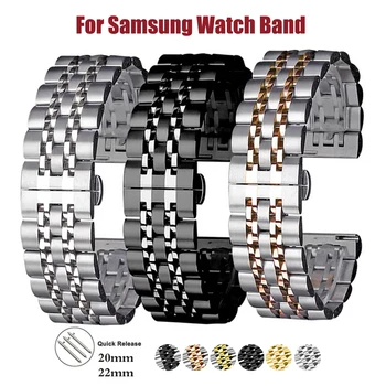 20 mm 22 mm z Nehrdzavejúcej Ocele Watchband Pre Samsung Galaxy Sledujte 3 45mm, Výstroj s3 46 mm 42mm GT2/2e/Pro pre Amazift GTS Kovový Náramok