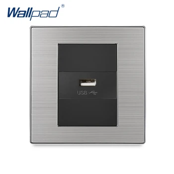 2019 Wallpad Jeden USB Nabíjanie Port Pre Mobilné 5V 1000mA Výstup Luxusné Stenu Napájanie Nabíjačky Nehrdzavejúcej Ocele, Saténová Kovový Panel 4752