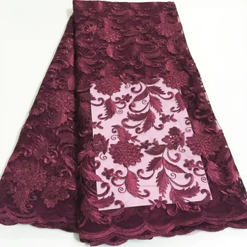2020 Najnovšie Ružová Afriky Čipky Textílie Vyšívané Nigérijský Flitrami Čipky Kvalitné francúzske Tylu Čipky Textílie Na Svadby LYX05 2971