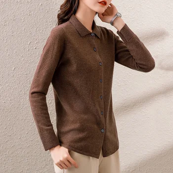 2021 jar nové cashmere sveter ženy vlna pletený sveter voľné klope cardigan módne sveter ženy bunda 31656