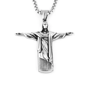 2021 Nehrdzavejúcej Ocele Kríž Ježiša, Kríž Náhrdelník Prívesok Jednoduché Ježiša Krista na Kríž, Náhrdelníky S 60 cm Reťaz 50560