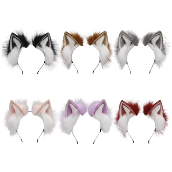 2021 Nové Plyšové Zviera Uši Headdress Lolita pokrývku hlavy pre Dievčatá Anime Cosplay Vlasy Hoop 60