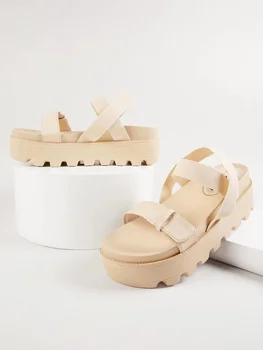 2021 Nové Sandále Ženy Letné Topánky Žena Kliny Platformu Módne Sandále Úst Ríme Biele Sandále Čierne Dámske Topánky Dizajnér