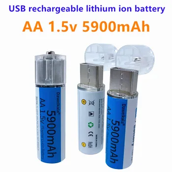 2021 Nový USB AA 1,5 V batérie 5900mAh USB nabíjateľné lítium-iónové batérie AA 1,5 V batérie pre Diaľkové Ovládanie Hračka svetlo Batery
