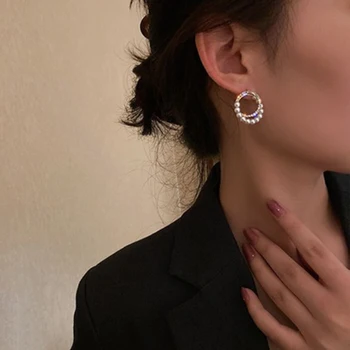 2021 Nový Vintage Japonsko Kórejská Hoop Náušnice Pre Ženy Ručné Sladké Simulované Pearl Kruhu Šperky Pendientes Dary