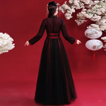 2021 Pôvodné Starobylé Štýl Lepšiu Hanfu Žena Black Elegantný Hanfu Šaty Čínske Ľudové Tanečné Kostýmy Výkon Oblečenie
