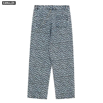 2021 reťazca leopard tlač džínsové nohavice hip-hop, street oblečenie straight-leg nohavice rock tanec Harajuku Gotický voľné nohavice 12329