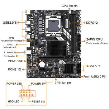 2021 X58M 2.0 LGA 1366 Socket DDR3 PCIe 16X Slot Micro ATX Ploche Herné základná Doska základná Doska Set s Pamäťou 16082