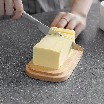 250/400g Nordic Maslo Box Držiteľ hermeticky uzavretých Maslo Jedlo Kuchyňa Chovateľ Úložný Kontajner Syr Jedlo Nástroj s Drevom Tesniace Veko