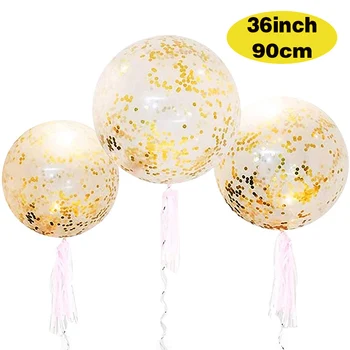36 Palcový Jumbo Zlaté Balóny, Konfety Obrie Latex Lesk Balóny pre Party, Narodeniny, Svadby, Festivaly Vianočný Event Decor