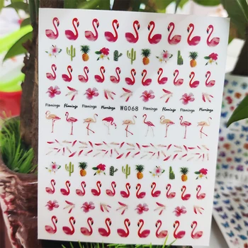 3D Nálepky na Nechty Flamingo Kvety, Ovocie Pierko Dizajn Nechtov umeleckou Výzdobou Manikúra Nálepky Jazdcov na Nechty, Fólie, Doplnky