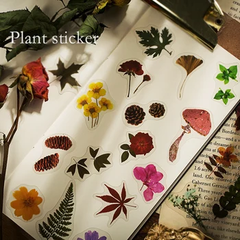 40pcs/taška Vintage opadané lístie kvet bavlny rastlín PET nálepky, dekorácie, nálepky DIY denník scrapbooking label nálepka 9808