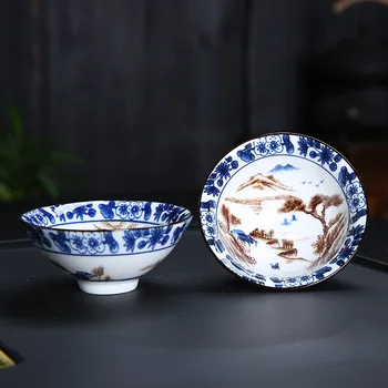 4pcs/set Classic Maľované Modrá a Biela porcelainTea Poháre ChaZhan Kung Fu Teacup Keramické Multicolor Master Osobné Jeden Pohár