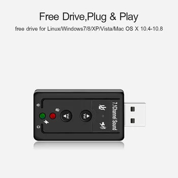 5.1/ 7.1 USB 2.0 Externý Zvuková Karta 3D Virtuálne Rozhranie 3,5 mm Audio Adaptér S Microphne Slúchadlá Reproduktor pre PC, Notebook 4216