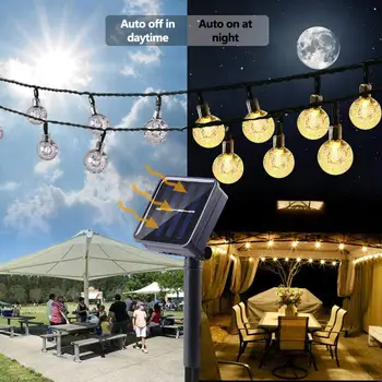 50 LED 10M Crystal Ball Solárne Lampy Vonkajšie Vodotesný LED Solárne String Svetlo Víla, Girlandy, Terasa, Svetla, Záhrade Vianočný Dekor 14721