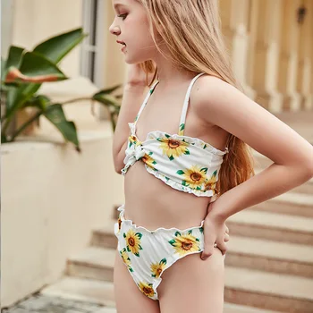 6-14 Rok Deti Outdoor Dve Kus Dievča Plavky Vysokej Kvality Deti Dievča Bikini Set Plavky Plávanie Oblek Pre Deti, Mládež