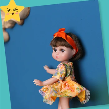 6 palcový mini bábika krásne dievča bebe reborn plný vinylové bábiky Princezná Šaty, šaty deti darček hračky bábiky 7227