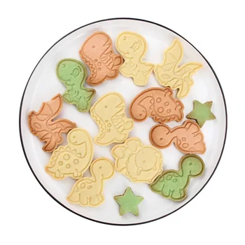 6Pcs/set Dinosaura Tvar Cookie Nožnice na Plastové 3D animovaný Pressable Biscuit Formy Cookie Pečiatka Kuchyňa, Pečenie Pečiva Pečenie 5937