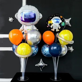 7 rúry Hliníkové astronaut rakety, planéty narodeniny balón Stojan globo Držiak na Hviezdnej oblohe tému narodeninovej party Dekor Dodávky