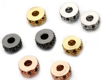 7mm dištančné micro pave cz zirkónmi dištančné korálky metal Crystal náramok, náhrdelník DIY, takže striebro pozlátené dcg53