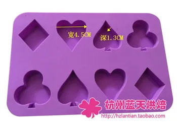8 otvor Zábava hrať karty tvar Silikónové Tortu Formy čokoláda Pečenie nástroj 3520