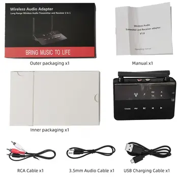 80M Bluetooth-kompatibilné 5.0 Vysielač, Prijímač Obísť Aptx LL Nízke Latencie Bezdrôtové Audio Adaptér 3,5 mm AUX RCA Konektor pre PC, TV 16865