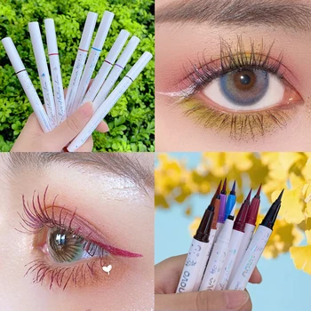 9 Farba Očné Linky Pero Nepremokavé Dlhotrvajúci Matný Farebné Modrá Zelená Žltá Biela Kvapalina Kontúrovacia Ceruzka Make-Up Oči Kozmetika