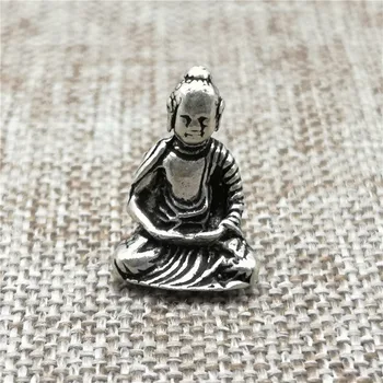 925 Sterling Silver Sedí Sochu Budhu Kúzlo Prívesok 3D pre Jogy Meditácie Náhrdelník 2622