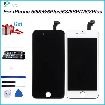 AAA+++LCD Displej Pre iPhone 6 7 8 6S Plus Dotykový Displej Výmena Za iPhone 5 5C 5S SE Č Mŕtvy Pixel+Tvrdené Sklo+Nástroje+TPU 2520