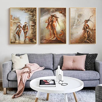 Abstrakt Romantické Ženy a Mužov Tanec Plátno na Maľovanie Cuadros Plagáty Tlačiť Múr Umenia pre Obývacia Izba Domova (Bez Rámu)