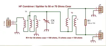 Anténny Splitter RX HF Satelitný TV Koaxiálny Kábel Signálu Splitter 0.1-50 MHz 50ohm
