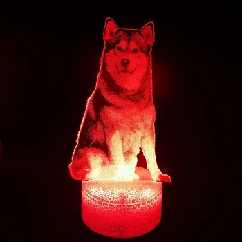 APLIKÁCIE Ovládanie 3D Ilúziu LED Nočné Osvetlenie, Aljašský Malamute Psa Lampa Farby Nočného Home/Hotel Dekor Deti Darček