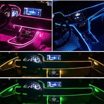 Auto led dekoratívne žiarovka 6 v 1 APP Riadenie led svetelné pásy Multicolor RGB Aotu Osvetlenie Interiéru Atmosféru Optického Vlákna Lampa 13764