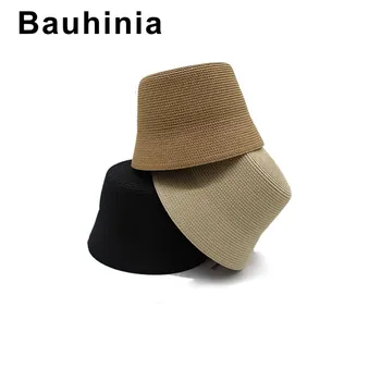 Bauhinia byt-top rybár klobúk skladacia povodí klobúk retro vedro slamený klobúk letné beach malé okraji opaľovací krém klobúk 18013