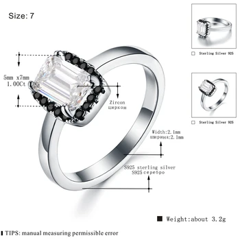BLACK AWN 2021 Nové Originálne 925 Sterling Silver Šperky Námestie Zásnubné Prstene pre Ženy Darček C380